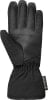 Schwarze Lederhandschuhe mit Nähten und elastischem Bund, mit Gore-Tex-Logo.