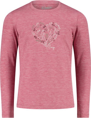 Rosa Langarmshirt mit einem Blumenherz-Aufdruck. Rosa Langarmshirt mit einem Blumenherz-Aufdruck.