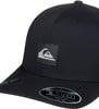 Schwarze Quiksilver-Kappe mit Logo vorne und Flexfit-Schriftzug.