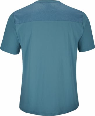 Türkisblaues Herren-T-Shirt mit kurzen Ärmeln und Mesh-Einsatz am Rücken. Türkisblaues Herren-T-Shirt mit kurzen Ärmeln und Mesh-Einsatz am Rücken.