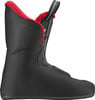 Innenschuh eines Skischuhs aus schwarzem Textilmaterial mit rotem Rand.