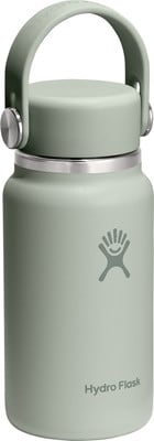 Helle grüne Hydro Flask Flasche mit Griff und Logo.