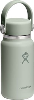 Svetlozelená fľaša Hydro Flask s rukoväťou a logom.