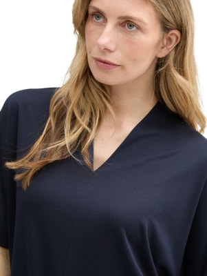 Tom Tailor TOM TAILOR Cupro V-Neck Női póló