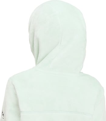 Rückansicht eines hellgrünen Fleece-Hoodies. Rückansicht eines hellgrünen Fleece-Hoodies.