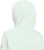 Rückansicht eines hellgrünen Fleece-Hoodies.