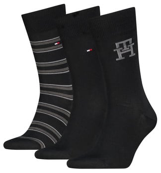 Három pár fekete Tommy Hilfiger logós zokni.