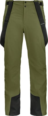Grüne Hose mit schwarzen Hosenträgern und dunklen Einsätzen an den Beinen. Grüne Hose mit schwarzen Hosenträgern und dunklen Einsätzen an den Beinen.