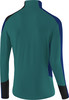 Grüne Herrenjacke mit dunkelblauen und schwarzen Ärmelstreifen.