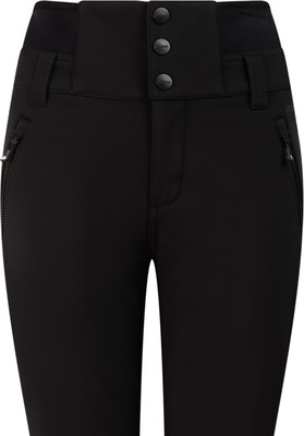 Schwarze Damen-High-Waist-Hose mit drei Knöpfen oben. Schwarze Damen-High-Waist-Hose mit drei Knöpfen oben.