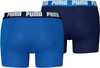 Zwei Puma Boxershorts, eine blau, eine dunkelblau.