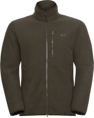 Herren dunkelgrüne Fleecejacke mit Reißverschluss und Markenlogo. Herren dunkelgrüne Fleecejacke mit Reißverschluss und Markenlogo.