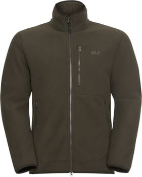 Herren dunkelgrüne Fleecejacke mit Reißverschluss und Markenlogo.