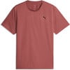 Ein rosafarbenes T-Shirt mit kurzen Ärmeln und Puma-Logo.