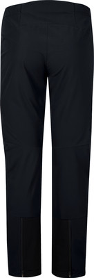Schwarze Outdoor-Hose mit geraden Beinen und Reißverschlüssen unten.