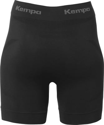 Schwarze Damen-Funktionsshorts mit Kempa-Logo am Bund. Schwarze Damen-Funktionsshorts mit Kempa-Logo am Bund.