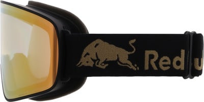 Red Bull Skibrille mit goldenem Bullenlogo und Schriftzug. Red Bull Skibrille mit goldenem Bullenlogo und Schriftzug.