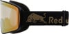 Red Bull Skibrille mit goldenem Bullenlogo und Schriftzug.