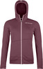 Damen-Kapuzenpullover in Dunkelrosa mit ORTOVOX-Logo.