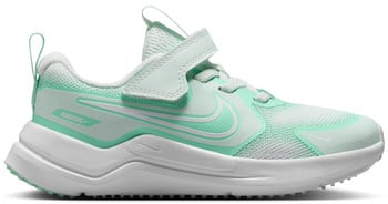 Kinder-Laufschuh von Nike in Mintgrün mit weißem Logo und Klettverschluss.