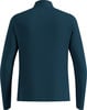 Dunkelblaues Langarmshirt mit Stehkragen und Logo auf dem Rücken.