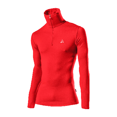 Rotes Langarmshirt für Herren mit Stehkragen und Reißverschluss. Rotes Langarmshirt für Herren mit Stehkragen und Reißverschluss.