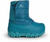 Ein blauer Kinder-Winterstiefel mit einem Berg-Logo und einer rutschfesten Sohle.