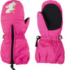 Rosa Fäustlinge mit Einhorn-Motiv und durchgehendem Reißverschluss.