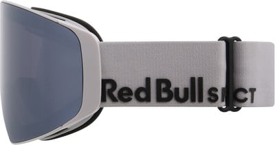 Skibrille mit grauem Band und Red Bull Spect Logo.