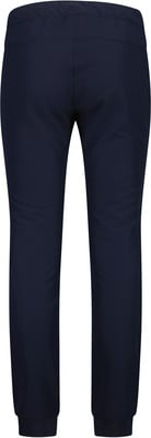 Rückansicht einer dunkelblauen Hose mit elastischem Bund und Bündchen. Rückansicht einer dunkelblauen Hose mit elastischem Bund und Bündchen.