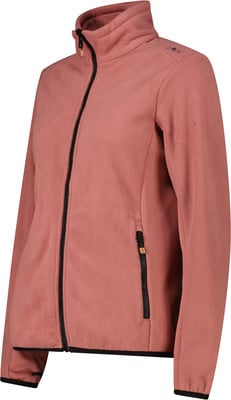 Eine rosa Fleecejacke mit Reißverschluss und hohem Kragen. Eine rosa Fleecejacke mit Reißverschluss und hohem Kragen.