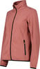 Eine rosa Fleecejacke mit Reißverschluss und hohem Kragen.