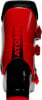 Roter Skischuh mit schwarzem Atomic-Logo und Aufschrift Engineered in Austria.