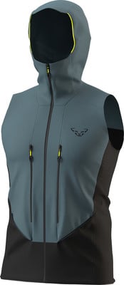Herren-Weste in Dunkelblau mit Kapuze und schwarzen Details.