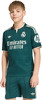 Junge in dunkelgrünem Real Madrid Fußballtrikot mit Adidas- und Emirates-Logo.