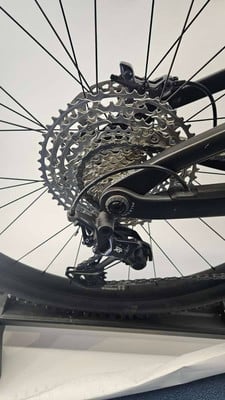 Detail des Hinterradschaltwerks eines Mountainbikes mit Kassette und Schaltwerk. Detail des Hinterradschaltwerks eines Mountainbikes mit Kassette und Schaltwerk.