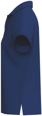 Ein dunkelblaues Poloshirt im Profil mit Kragen und kurzen Ärmeln. Ein dunkelblaues Poloshirt im Profil mit Kragen und kurzen Ärmeln.