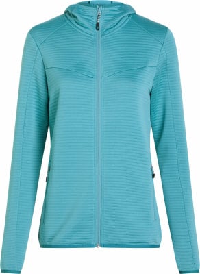 Eine blaue gesteppte Damenjacke mit Kapuze und Reißverschluss. Eine blaue gesteppte Damenjacke mit Kapuze und Reißverschluss.