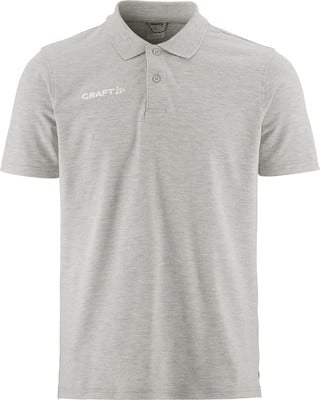 Graues Herren-Poloshirt von Craft mit kurzen Ärmeln und Logo auf der Brust. Graues Herren-Poloshirt von Craft mit kurzen Ärmeln und Logo auf der Brust.