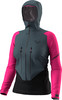 Damen-Jacke in Dunkelgrau mit pinken Ärmeln und Kapuze.