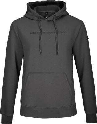 Grauer Hoodie mit Kapuze und ACTIVE REBEL Logo auf der Brust.