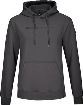 Grauer Hoodie mit Kapuze und ACTIVE REBEL Logo auf der Brust.