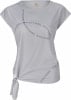 Graues Kurzarmshirt mit ACTIVE REBEL Logo und Taillenbindung.