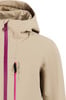 Beige Jacke mit pinkem Reißverschluss und 'protest / PVRE SERIES' Logo.