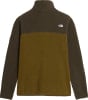 Grüne Fleecejacke von The North Face mit braunem Streifen und Logo.