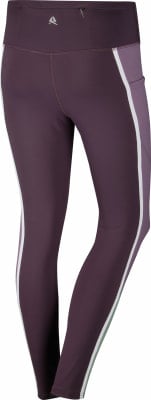 Damen-Leggings in Lila mit weißem Streifen und seitlicher Tasche. Damen-Leggings in Lila mit weißem Streifen und seitlicher Tasche.