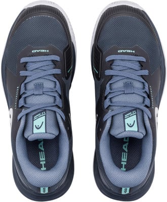 Oberansicht eines Paares dunkelblauer HEAD Sprint Pro 4.0 Junior Tennisschuhe.