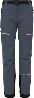 Damen-Outdoorhose in Dunkelgrau mit rosa Akzenten und Martini-Logo.