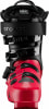 Rote Atomic Skischuhe mit schwarzen Schnallen und Logo.