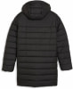 Schwarze gesteppte Kapuzenjacke von hinten gezeigt.